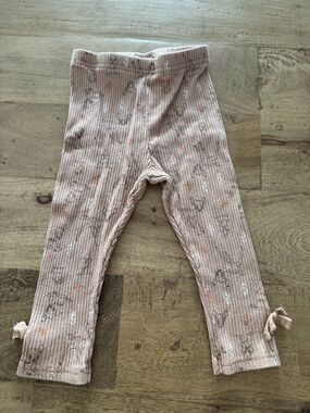 Disney Bambi Ribbed Pink Floral Baby Toddler Leggings sz 12-18 months